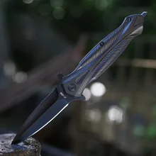 Couteau pliant d'extérieur en acier noir, couteau Portable de haute qualité, ouverture rapide, tranchant, sauvetage de poche, EDC outil HW186