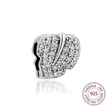 Fit Pandora браслет рефлексионы сверкающие листья очаровательные клипсы 925 Серебряные бусинки с желтым кристаллом Подвески для изготовления ювелирных изделий berloques