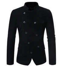 Приталенный модный двубортный блейзер с воротником-стойкой, пиджак для мужчин, мужские блейзеры, мужские пальто, деловая свадьба, большие размеры 3xl, мужские s