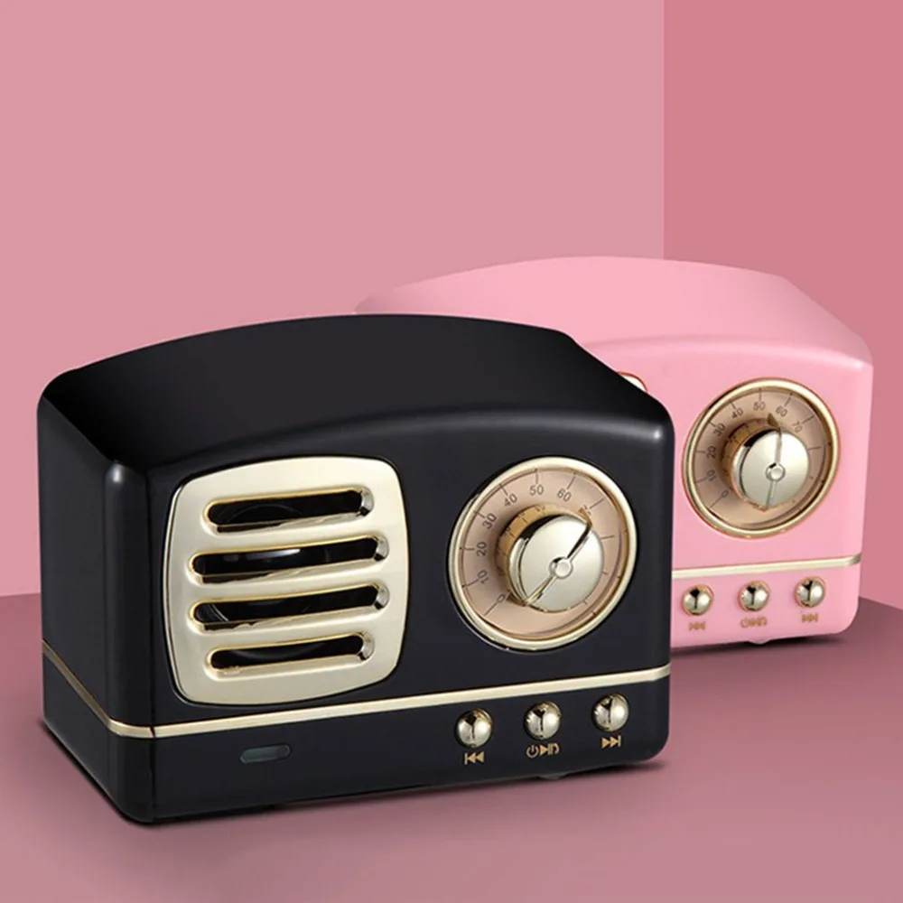 Retro Bluetooth Speaker Vintage Mini Bluetooth Speaker Nostalgic Heavy Bass 3D Stereo Surround HiFi Sound Effects TF USB AUX