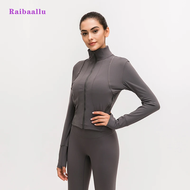 Raibaallu новая осенне-зимняя одежда для йоги с воротником-стойкой Двусторонняя
