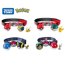 

TOMY Genuine Pokemon Pikachu Pet Elf Ball Belt Retractable Boxed Pocket Monster Pokeball US Version Kids Novel Toys Gifts
