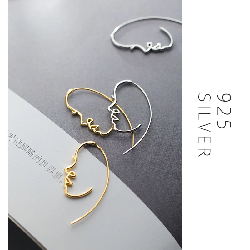 Modian Exquisite Stylish Geometric Face Design Drop Earrings 925 Sterling Silver Unique Dangle Earring For Women Fine Jewelry