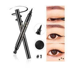Брендовый Макияж черная жидкая подводка для глаз карандаш Быстросохнущий Водонепроницаемый черный двухсторонний макияж штампы крыло подводка для глаз карандаш TSLM1