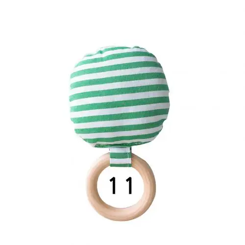 11 Striped Dot Wooden Ring Baby Round Teether Teething Toy Safe Chew Shower Gift New - Цвет: 11