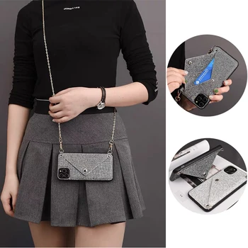 

Fashion Bling Sequins Credit Card Holder Crossbody Chain Mini Wallet Case for iPhone 11 Pro Max Xs Max X XR SE 2 6 6S 7 8 Plus