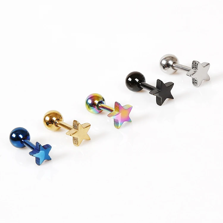 1 Piece Punk Jewelery Accessories Unisex Exaggerated Personality Star Pentagram Titanium Steel Earring