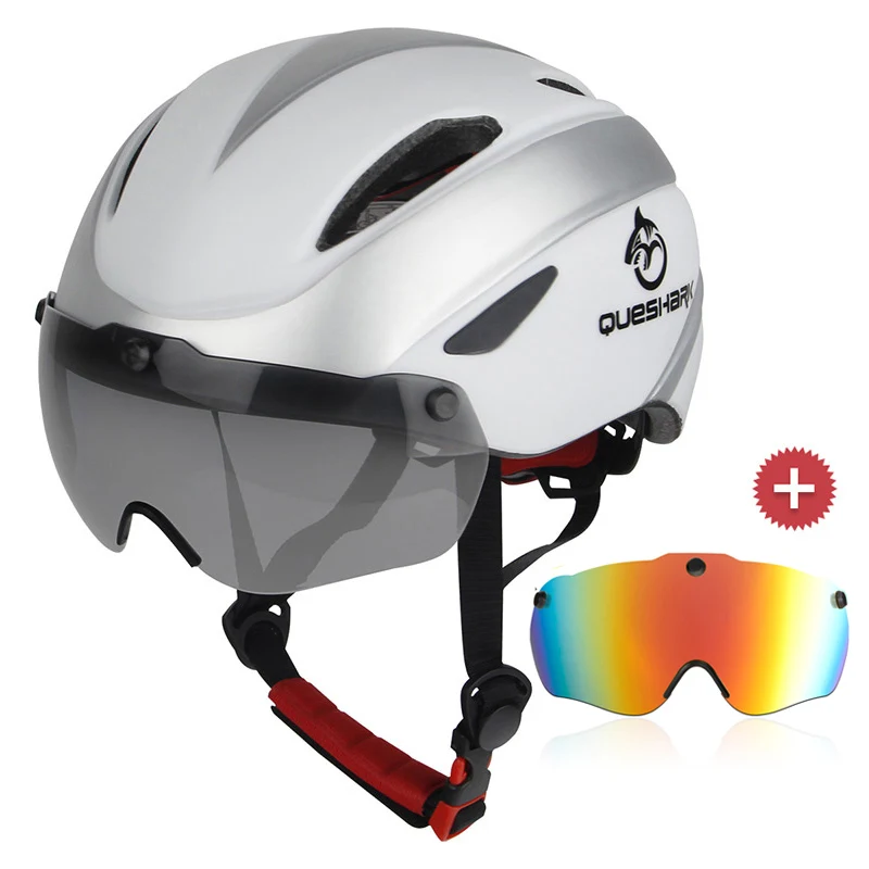 WC QUESHARK Aero очки велосипедный шлем защитные гоночные велосипедные шлемы горные дорожные велосипедные шлемы с ветрозащитными очками - Цвет: WC