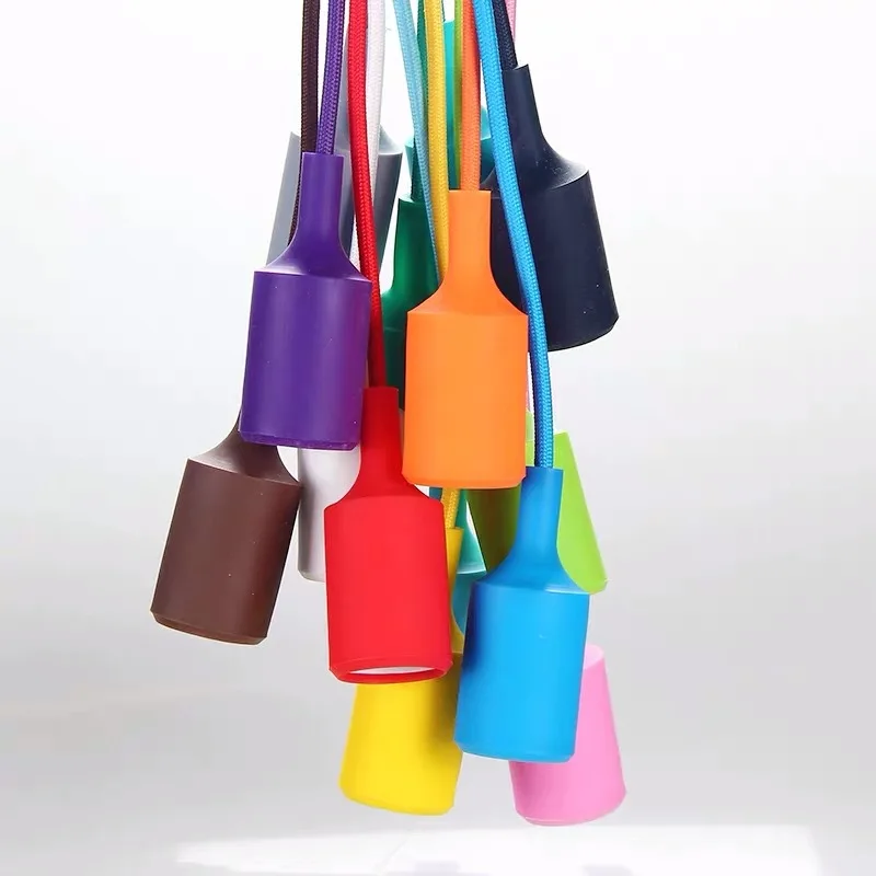 Edison Lamp Base Pendant light E27 Screw Bulb base modern Colorful Silicone led lamp base 220v lamp fitting