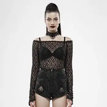 

Punk Rave Women's Goth Lace Long Sleeved Mesh Tops WT-598TCF