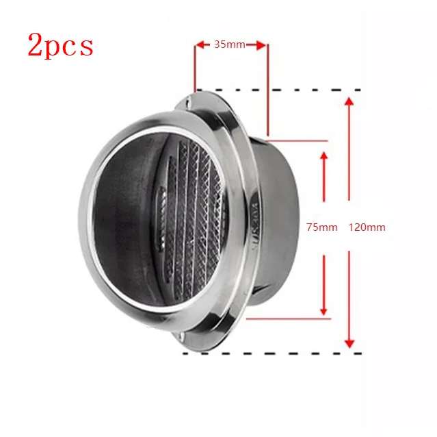 2pcs Ordinary 80mm Вентиляционная выпускная решетка для вентиляции из нержавеющей стали настенное потолочное вентиляционное отверстие решетка крышка воздуховода розетка Отопление охлаждение водонепроницаемая вентиляционная крышка - Цвет: 2pcs Ordinary 80mm