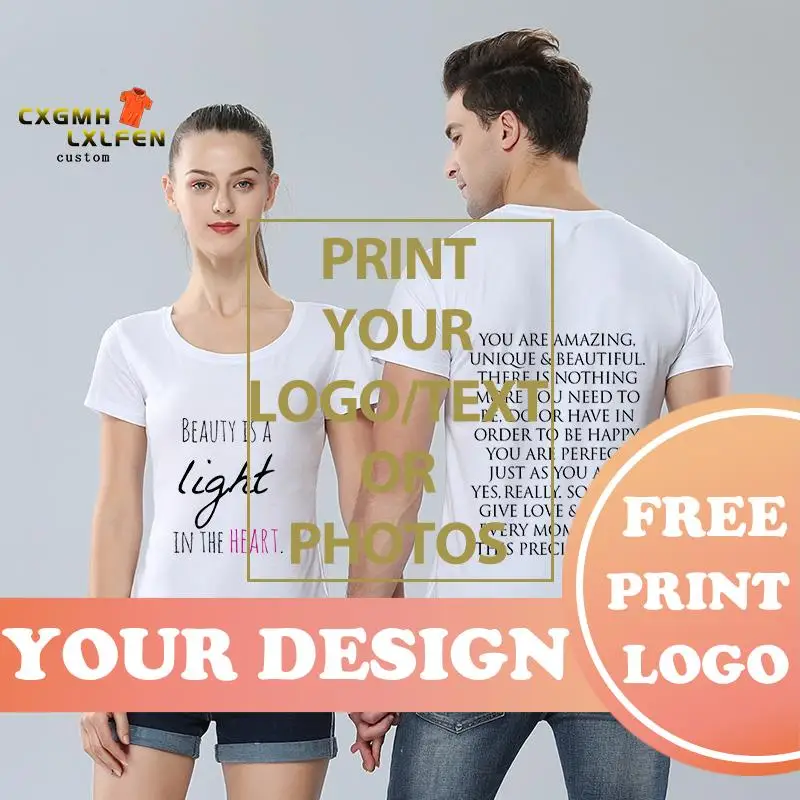 100% Polyester Design Your Own T-shirts Printing Brand Logo Pictures Custom T-shirt Plus Size Casual T Shirt Customize Clothing