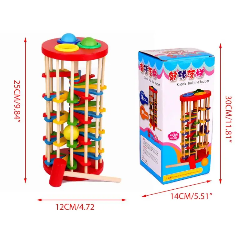 Kids Wooden Batting Ladder Hand Hitting Ball Toys Children Education Toy