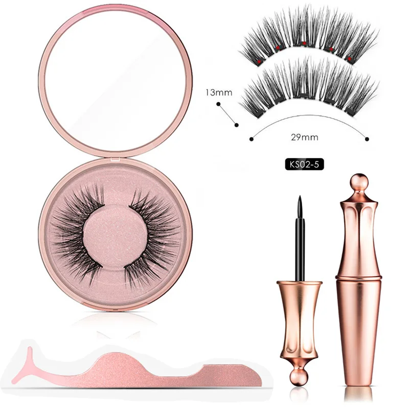 Natural Thick Magnetic Eyeliner Eyelashes Set No Glue Prevent Allergy Handmade Magnetic Fake Eyelashes With Eyelashes Applicator - Цвет: MP074As02