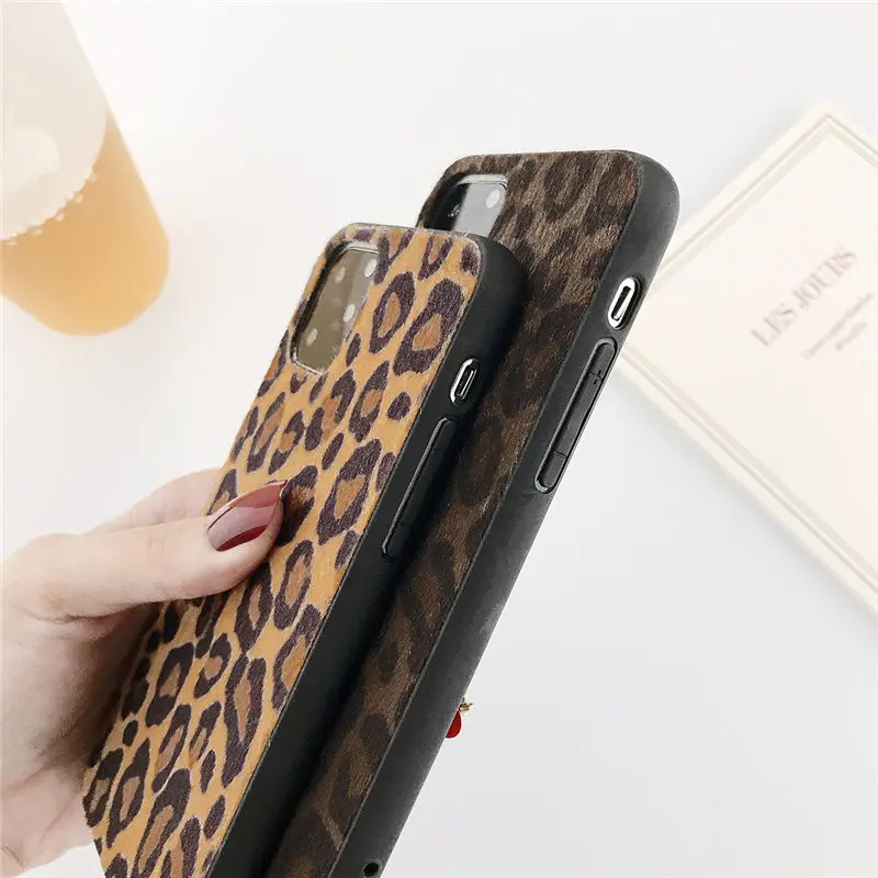 Lovebay теплый плюшевый чехол для iPhone 7, 8, 6, 6s Plus, 11 Pro, X, XR, XS, Max, Леопардовый принт, чехол для телефона, Жесткий ПК, Пластиковая Задняя Крышка