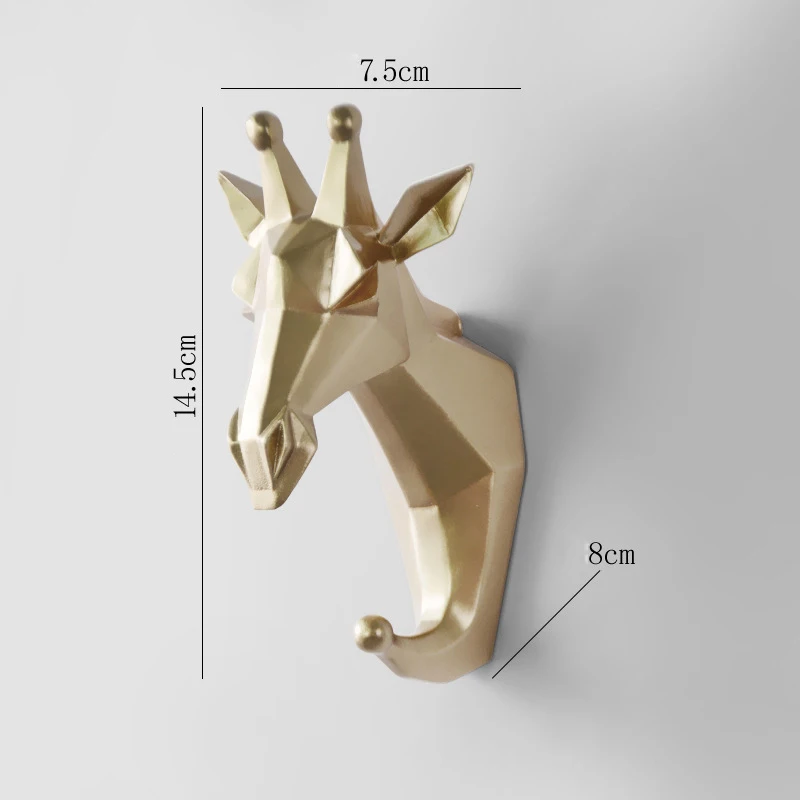 golden giraffe Новые креативные декоративные крючки в виде головы оленя, крючки на стену, пальто, кепки, крючок, подвесной держатель для ключей, настенные украшения для дома, аксессуары Haken - Цвет: golden giraffe
