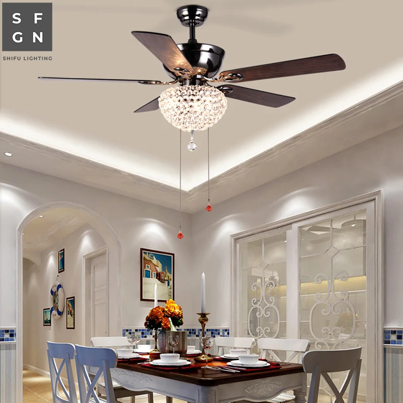 Американский стиль светодиодный потолочный вентилятор для гостиной столовой спальни 110v 220v вентилятор лампа светильник потолочные вентиляторы с светильник s шнуровой выключатель