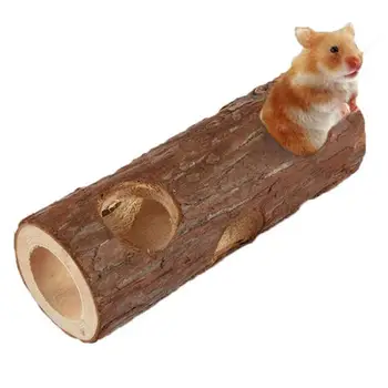 

Pet Hamsters Mouses Wood Tunnel Tube Hollow Tree Trunk Teeth Grinding Chew Toy