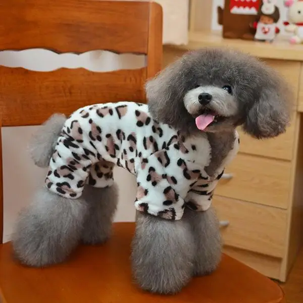 Одежда для собак Леопардовый Мягкий комбинезон для собаки щенок кошка одежда флисовый костюм леопарда пальто теплый комбинезон