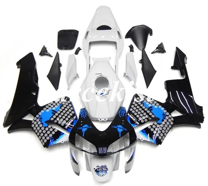 Литьевая Форма ABS мотоцикл обтекатели комплект подходит для CBR600RR F5 2003 2004 03 04 Кузов Набор черный блеск - Цвет: blue white black
