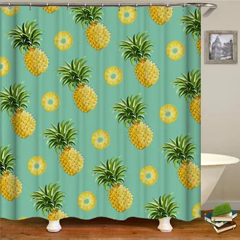 

Different shapes Fruit pineapple solid color shower curtain mosaic waterproof polyester bathroom curtain fabric curtain