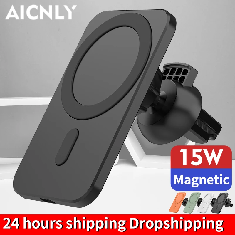 15W Magnetic Wireless Car Charger Mount Stand For iPhone12 Pro Max Mini Magsafing Fast Charging Wireless Chargers Phone Holder