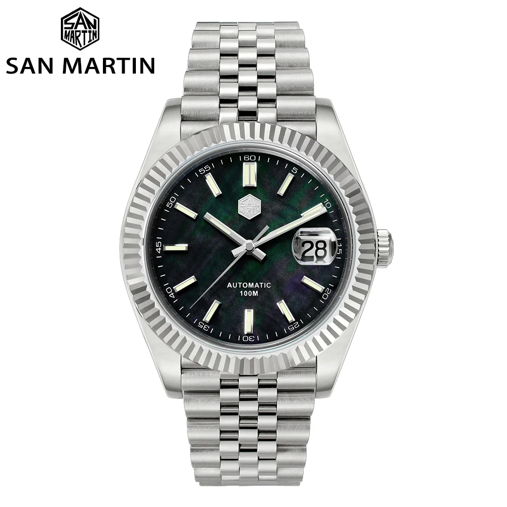 Dress Watch Mechanical-Watches Jubilee Bracelet Cyclops San Martin Sapphire Retro Automatic