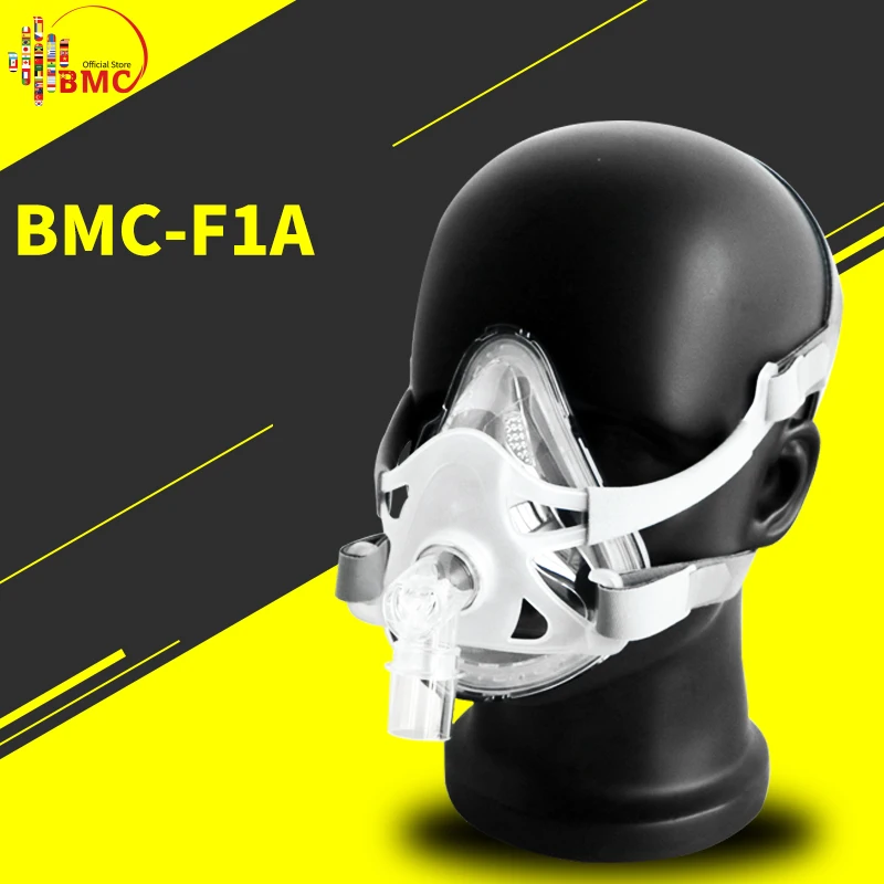 BMC F1A маска на все лицо для храпа применяется к медицинской CPAP BiPAP силиконовый гелевый Материал Размер/М/Л с зажимом для головного убора