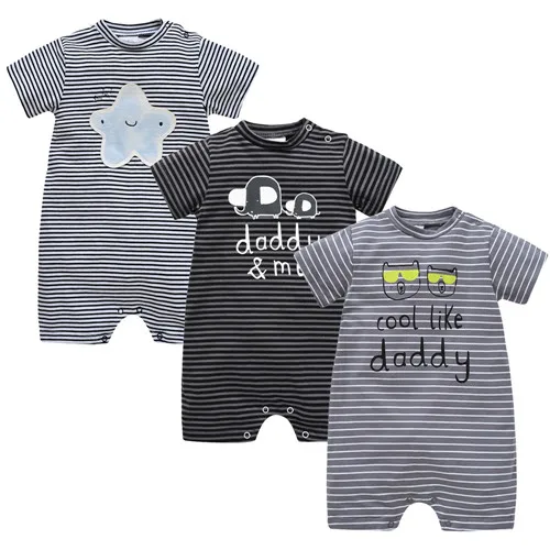 New Baby Boy Girl Rompers 3 pcs Cotton Short Summer Clothes 0-3 months Newborn body bebe Jumpsuit - Цвет: 11899094