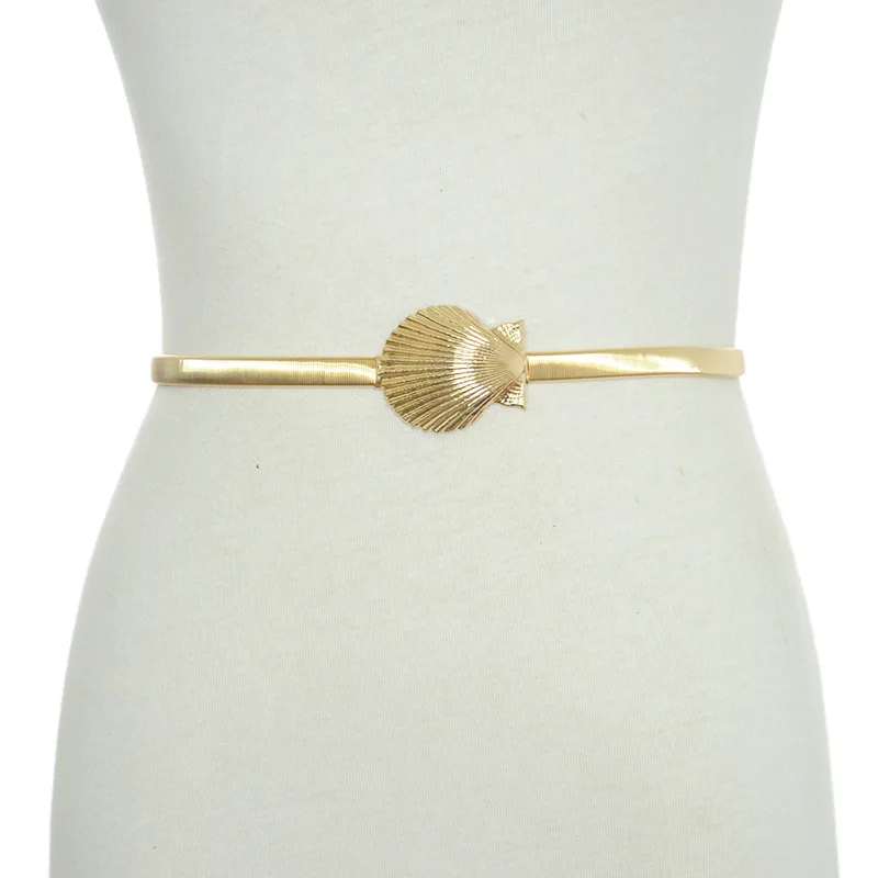 

2019 New Single Shell Decorative Gold Metal Elastic Waist Chain Belt Women's Sweet Fashion Spring Waist Chain Bg-1378