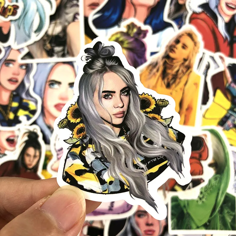 50 шт./упак. Billie Eilish граффити наклейки для мотоцикла багаж ноутбук велосипед скейтборд водонепроницаемый Pegatinas