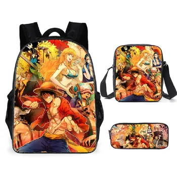 

3 PCS/Set Anime One Piece Backpack Boys Girls School Bag Children Teenager Daily Travel Backpack Kids Gift Schoolbags Mochila