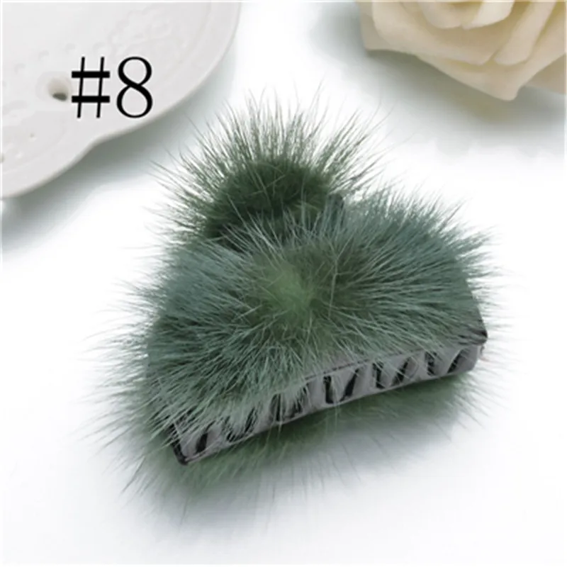 Style A green Модные женские зимние элегантные зажимы для волос, меховые аксессуары для волос, заколки для волос для девушек, женские зажимы, Модные осенние головные уборы - Цвет: Style A green