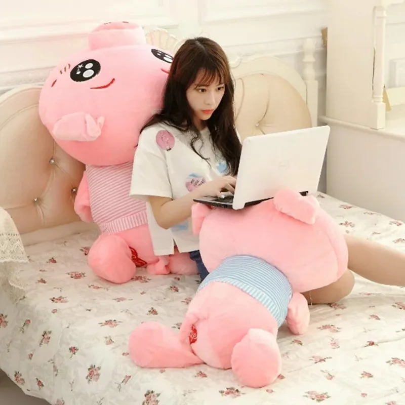 Новые продукты милый плюшевый поросенок большой размер момо свинья пары свинья подушка женский подарок на день рождения