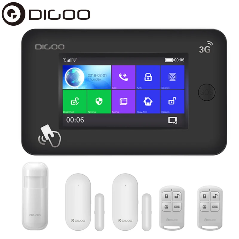 DIGOO умная домашняя система охранной сигнализации с сенсорным экраном 3G версия