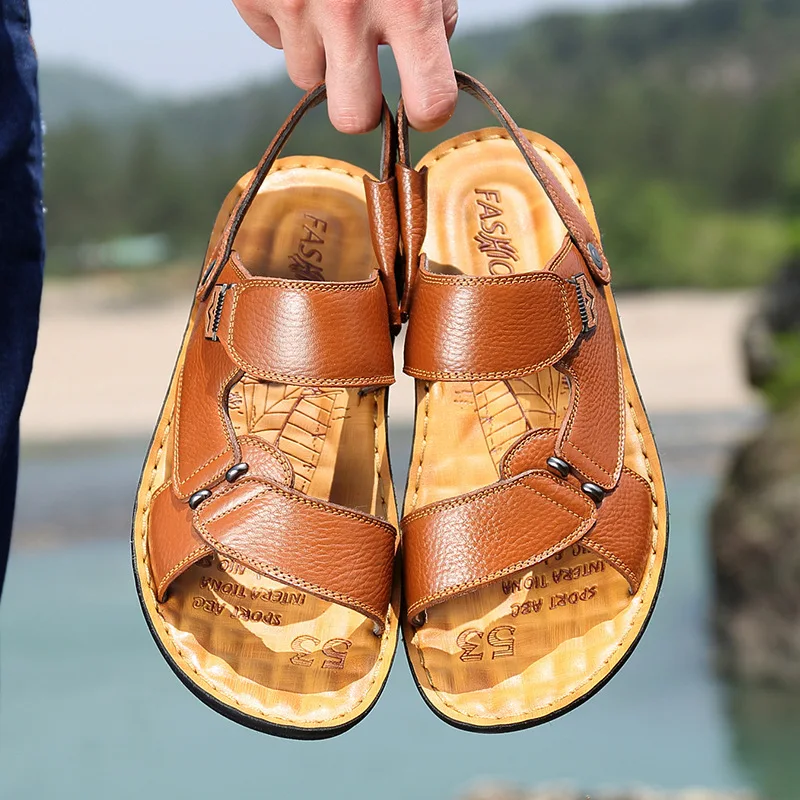 

[Sandals 35] 2018 Summer New Style Men Genuine Leather Holiday Sandals Fashion Summer Cool Sandals