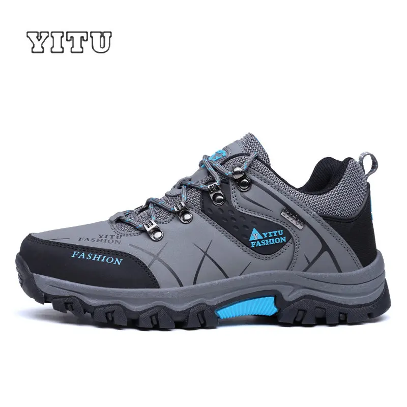 Best YITU Men Profession Hiking Shoes Waterproof Anti Skid Outdoor Trekking Shoes High Quality Climbing Sports Shoes Plus Size 39~47