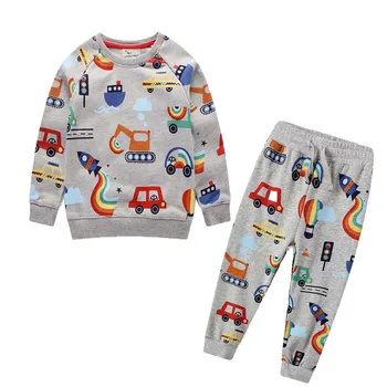 

Jumping Meters New Baby Clothing Sets with Cartoon Rockets Print Sweatshirt and Sweatpants Kids Boys Girls Outfits 2 Pcs Sets