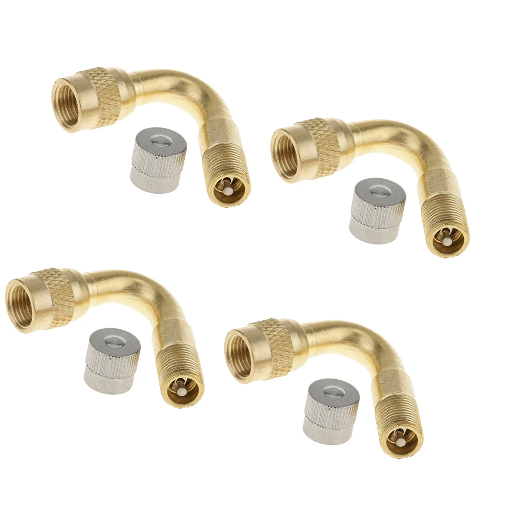 45 Degree Auto Car Lorry Wheel Tyre Valve Extension Adapter with Dust Cap x4