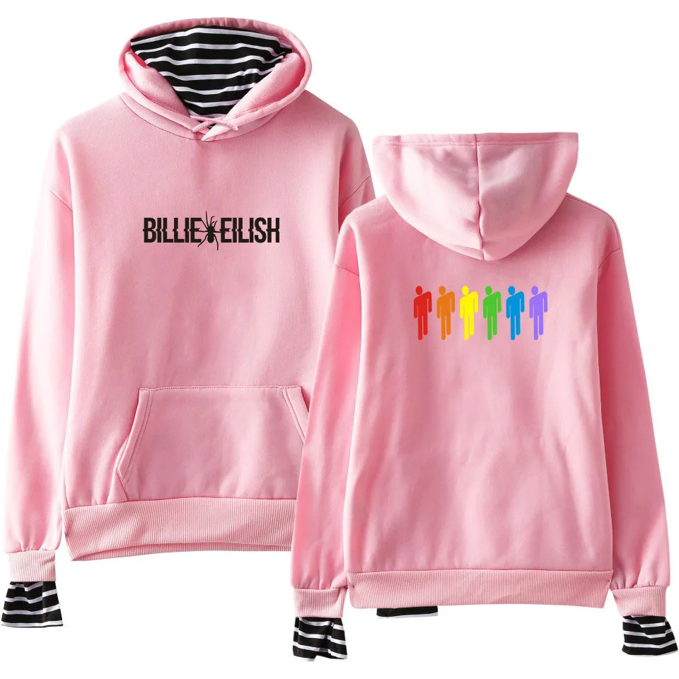 Billie Eilish худи с принтом унисекс, толстовки с длинными рукавами, пуловеры, модные толстовки с капюшоном, топы в стиле хип-хоп, полосатая уличная одежда - Цвет: style 1 - pink