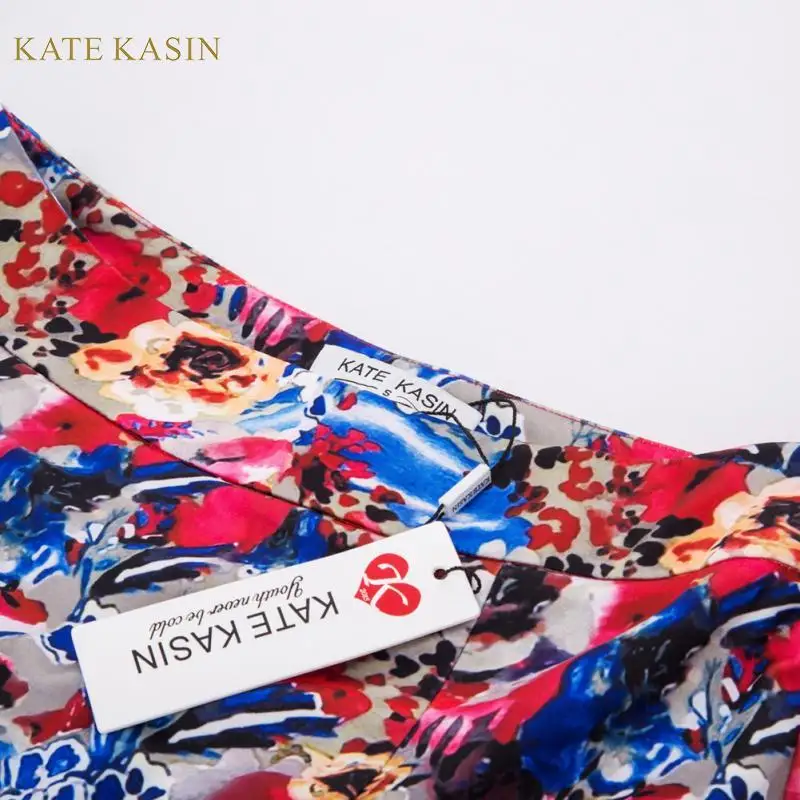 Kate Kasin Женская длинная юбка-карандаш с цветочным принтом, облегающая юбка с высокой талией, облегающая бедра, боковая молния, оборки, юбки KKE0208