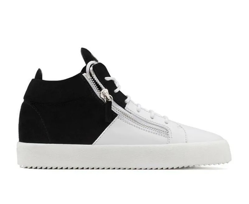 High Top Patchwork White Black Fashion Comfortable Casual Man Shoes Zipper Lace-Up Men Sneakers Zapatillas Hombre Big Size 3