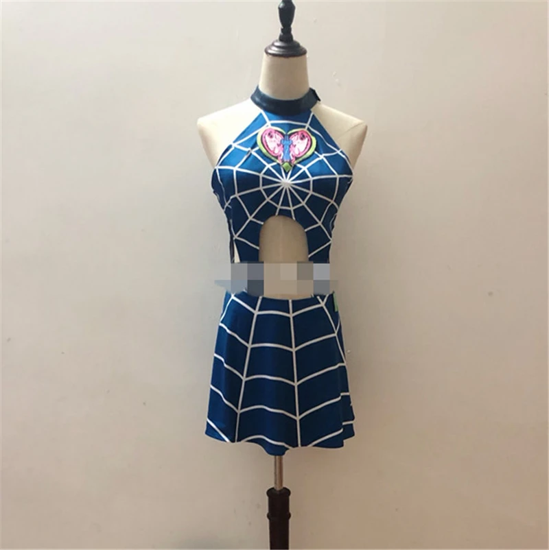Аниме Костюм для косплея JoJo's Необычные Приключения Jolyne Cujoh платье Синие Костюмы A
