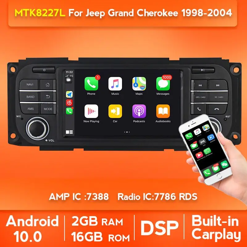 Reproductor estéreo para coche, DSP, Android 10,0, para JEEP Grand Cherokee Liberty Wrangler, Chrysler, Dodge, GPS, Radio, SIN DVD, 4 núcleos, WIFI