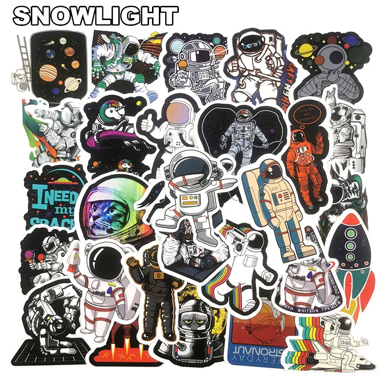 10/30/50 Pcs/pack Spacecraft Rocket Stickers Toys For Children Ufo Astronaut Rocket Ship Planet Sticker Skateboard Laptop