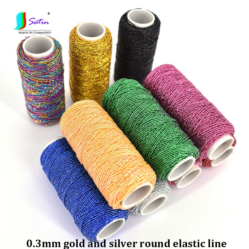 

0.3MM Colorful Gold Silver Round Elastic Thread Sewing Machine Bottom Line Folds Very Fine Clothing Skirt Elastic Bands A0366F