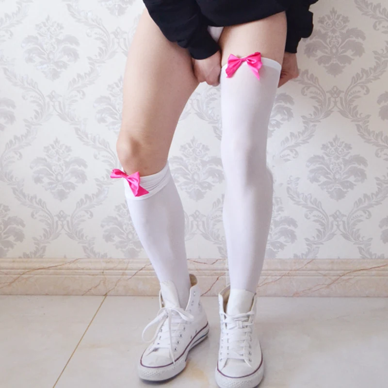 

Gays Men's Sexy Tight-Fitting Bowknot Stocking Polyester Spandex Socks Nightclub Sexy Thin Bow Stockings Over Knee High Stock