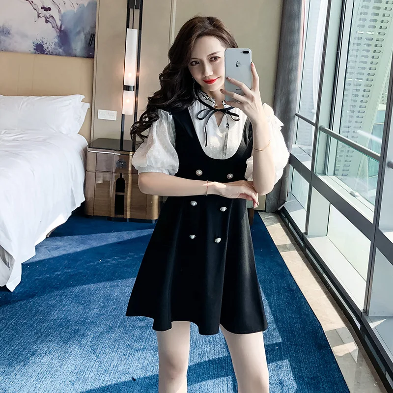 

2019 Summer Wear New Style Korean-style Women's Wear New Style Elegant Waist Hugging Slimming Mid-length Dress