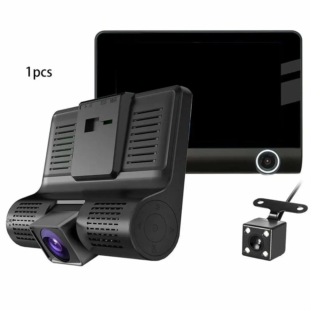 4 дюйма Двойной объектив Hd 1080P Автомобильный видеорегистратор Камера Регистраторы заднего вида Камера видео доска Сенсор G видео высокой четкости