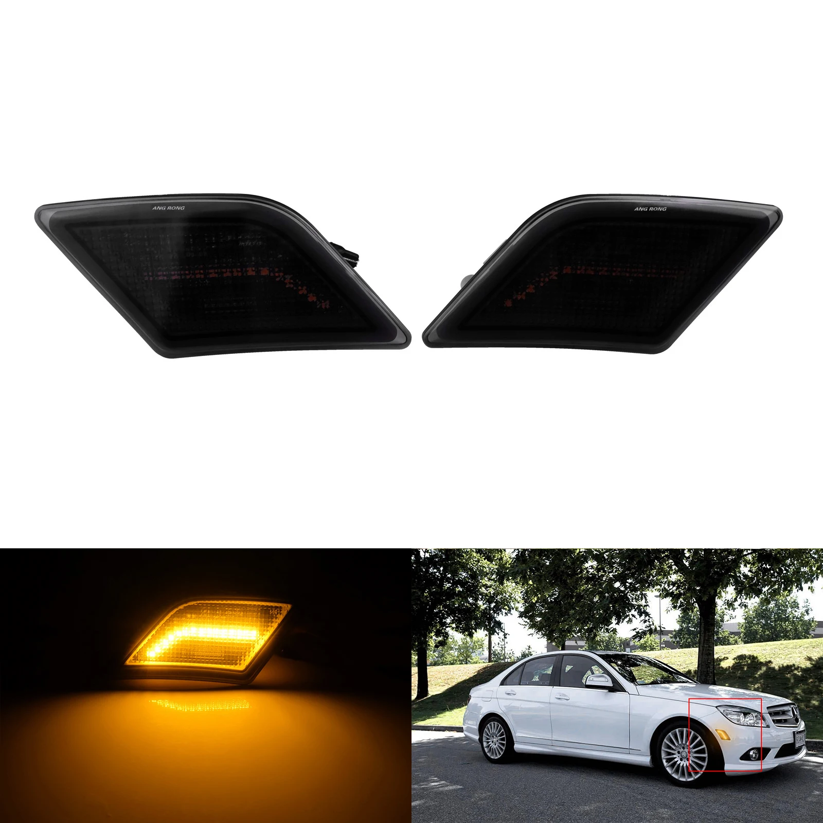 

2x передние светодиодные боковые габаритные огни для Benz Mercedes W204 C200 C350 C63 AMG